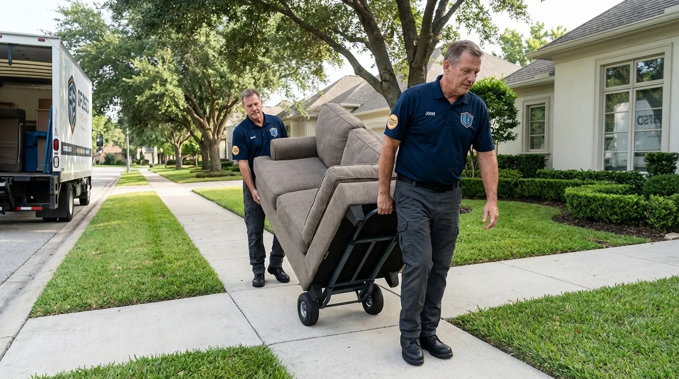 Local residential moving crew loading furniture in Bonham, TX